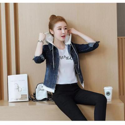 ÁO KHOÁC JEAN NỮ FORM NGẮN PHỐI NÓN TRẮNG - NK332